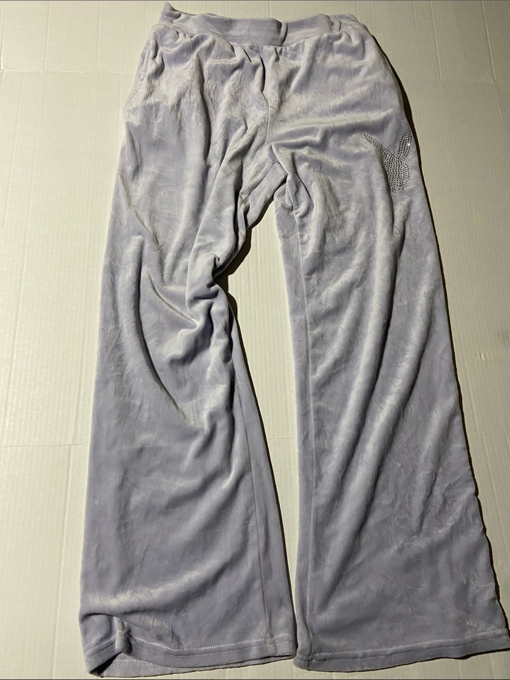 Playboy Velour Track Pants with Crystal Details